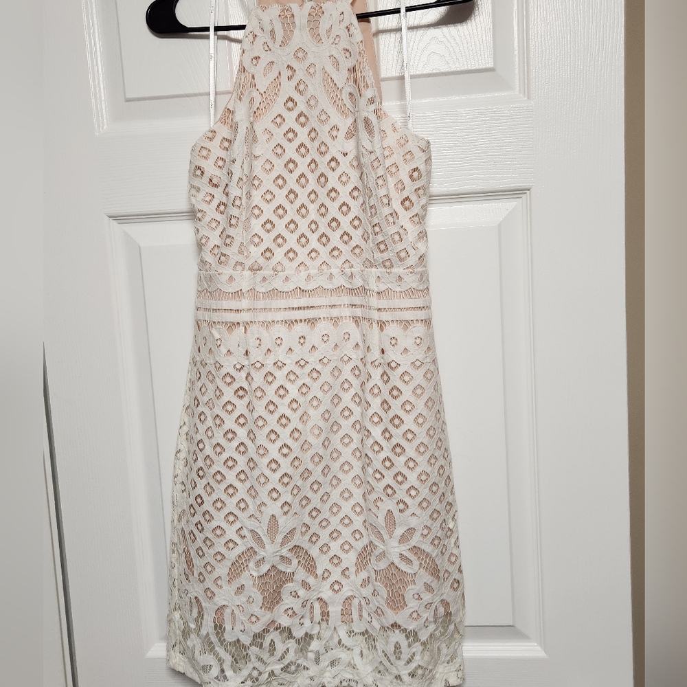 Lulu's White Lace Backless Dress